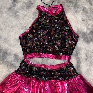 A Wish Come True Work For It Sparkling Pink and Black Sequin Dance Costume